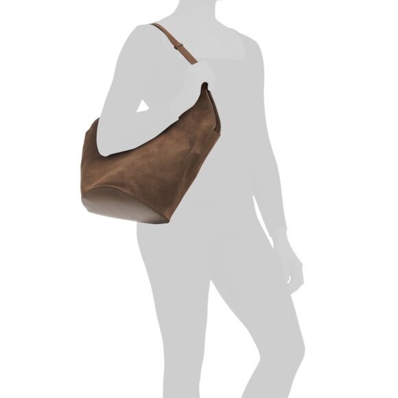 VIOLA CASTELLANI Tortora Natural Made In Italy Suede Oval Bottom Hobo - Picture 2 of 2